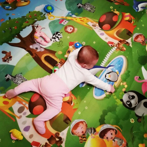 Baby Play Mat Doubel Sided Animals Kids Rug Educational Toys for Children Soft Floor Toddler Crawling Carpet Game Activity Gym