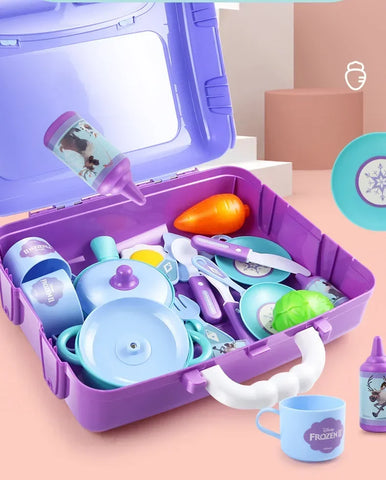 [Disney] 3 in1 Frozen suitcase Makeup Playset Simulated kitchen set play kitchen play house set kids toys for girl birthday gift