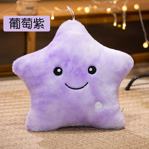 24*22cm Creative Toy Luminous Star Pillow Stuffed Plush Glowing Colorful Stars Cushion Led Light Toys Gift For Kids Children