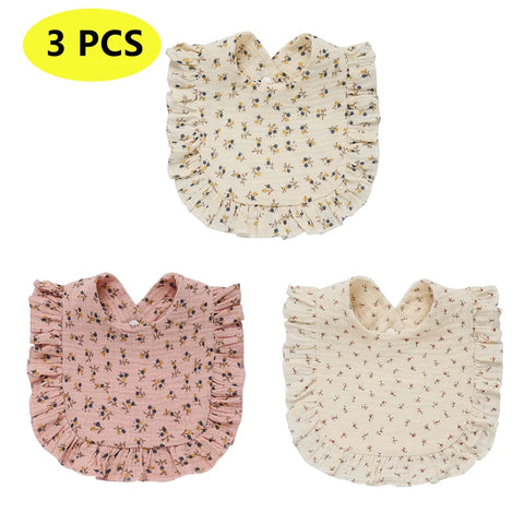 Newborn Bibs Infant Burp Cloths Baby Stuff Feeding Drool Bandana Saliva Towel Toddler Ruffle Floral Bib Baby Accessories