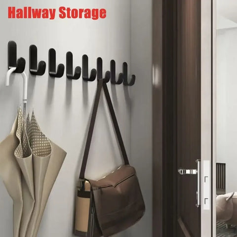 6Pcs Self Adhesive Strong Wall Hooks Towel Hook Door Hanger Key Bag Coat Hook Holder Kitchen Bathroom Accessories Home Organizer