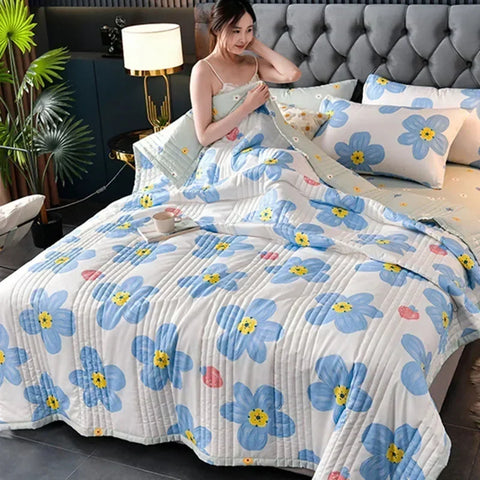 Quilted Spring Summer Quilt Queen Size Soft Comfortable Quilts Machine Washable Single Double Blanket for Bed Comforter 150x200