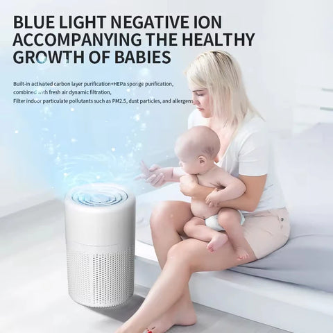 2024 New Portable USB Air Purifier Blue Anion Quickly Purifies the Environment and Can Add Essential Oils Low Noise Deodorizer