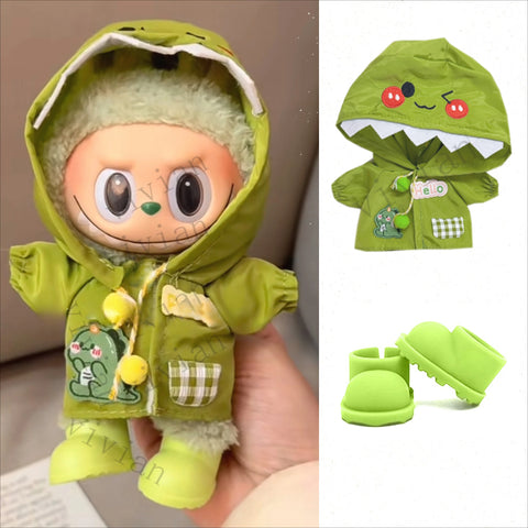 Mini Doll'S Clothes Outfit Accessories For Ropa Labubu Idol doll Raincoat short rain boots rain shoes Clothing Gift
