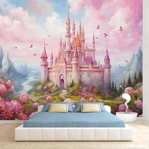 Custom Wall Papers Home Decor Peel and Stick Wallpaper Wallpapers for Child Bedroom Decoration Kids Nursery Castle Floral Murals