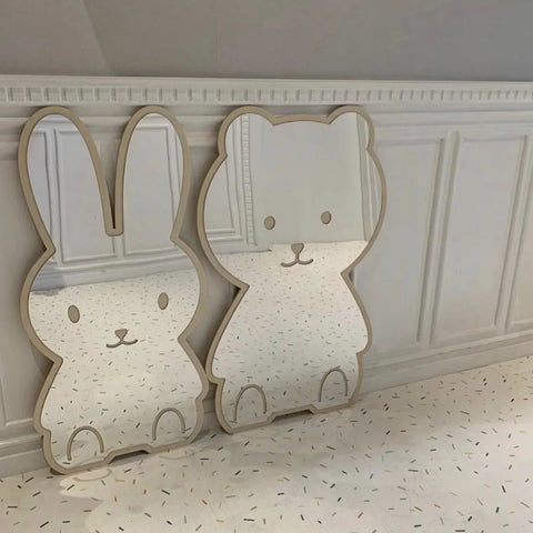 Rabbit Bear Shaped Mirror Acrylic Ornaments Cartoon Crafts Photo Props Baby Children Room Nordic Home Decor