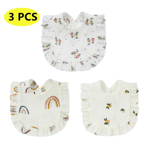 Newborn Bibs Infant Burp Cloths Baby Stuff Feeding Drool Bandana Saliva Towel Toddler Ruffle Floral Bib Baby Accessories