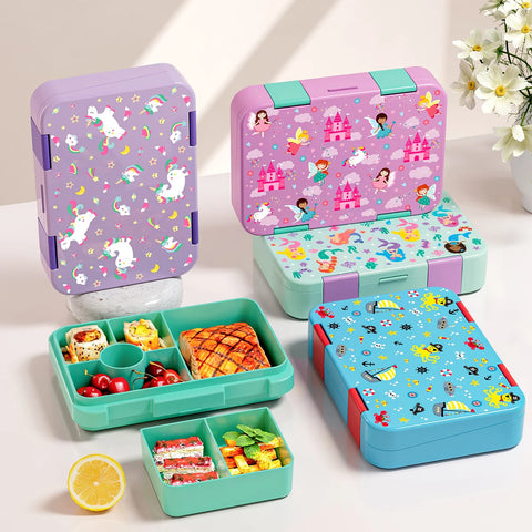1100ml Cartoon Printed Lunch Box Microwavable Bento Box Interlayer Leakproof Storage Box Hermetic Containers Students School