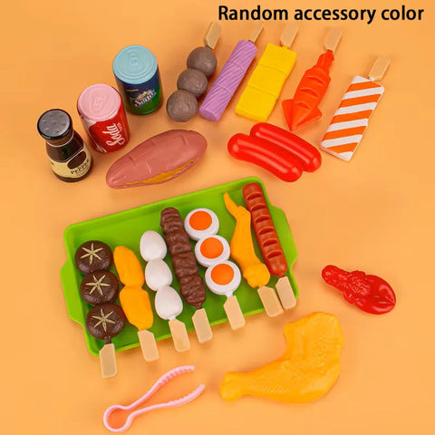 Baby Dress Up Kitchen Toys BBQ Set Kids Simulated BBQ Cookware Cooking Simulated Food Cosplay Educational Gift Toys