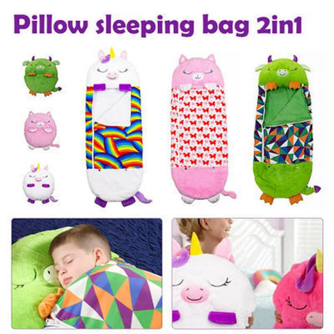 Children's Cartoon Sleeping Bag with Pillow for Birthday Gift Kids Comfy Plush Warm Sleepy Sack Animal Boys Girls Soft Sleepsack