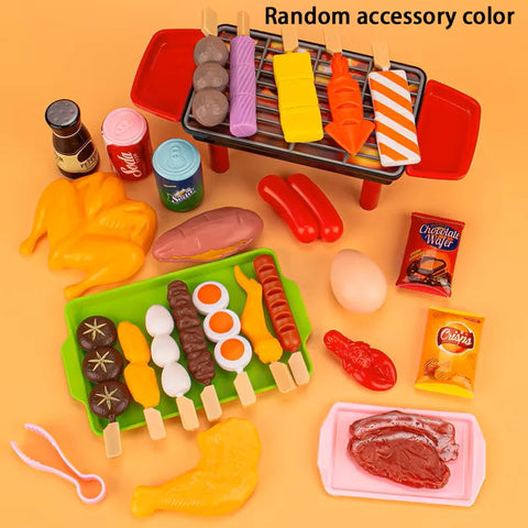 Baby Dress Up Kitchen Toys BBQ Set Kids Simulated BBQ Cookware Cooking Simulated Food Cosplay Educational Gift Toys