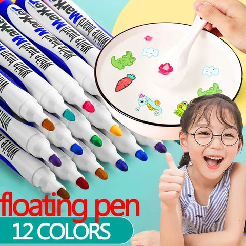 Montessori Magical Water Floating Student Painting Brush  Whiteboard Markers Pen Suspension Kids Educational Painting Pen Toys