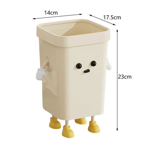 Creative Trash Can Lightweight Cartoon Sturdy Household Compost Bucket Cute Garbage Bin for Study Home Office Kitchen Bedroom