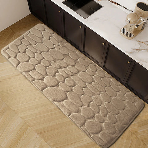 1pc Chic Cobblestone Design Kitchen Mat Soft Washable Anti-Skid Absorbent Home Decor Decor Rug