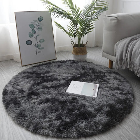 1pc 40cm/60cm Plush Round Rug Mat Fluff Carpet For Living Room Soft Home-Decor Bedroom Kid-Room Decoration Salon Thick Pile Rug