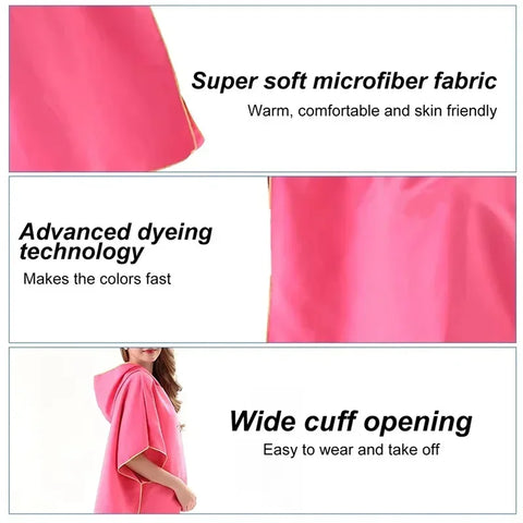 Microfiber Hooded Towel Men Women for Swim Beach Travel Quick Dry Changing Robe Cape Bath Towel Bathrobe Surf Poncho Sauna Play