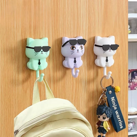 1pcs Kitten Hooks Cartoon Cats Gravities Induction Decorative Hooks Storage Racks for Keys Umbrellas Towels Adhesive Hooks