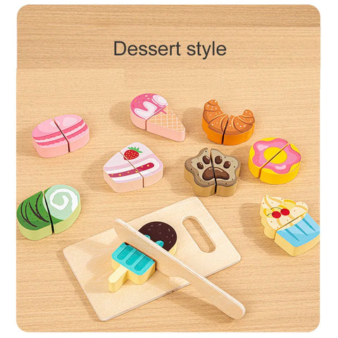 Simulation Kitchen Pretend Toy Wooden Classic Game Educational Toy For Children Kids Gift Cutting Fruit Vegetable Food Set