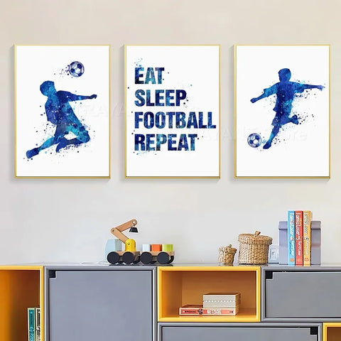 Soccer Player Watercolor Art Posters And Prints Jersey Custom Name Kids Football Canvas Painting Wall Pictures Boys Room Decor