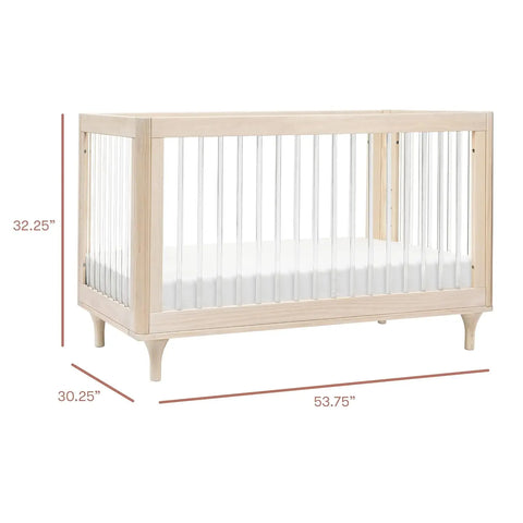 Lolly 3-in-1 Convertible Crib with Toddler Bed Conversion Kit in Washed Natural/Acrylic, Greenguard Gold Certified