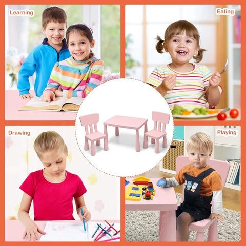 Kids Table and Chair Set For Toddler, Plastic Children Activity Table for Reading, Drawing, Snack Time, Arts Crafts, Preschool