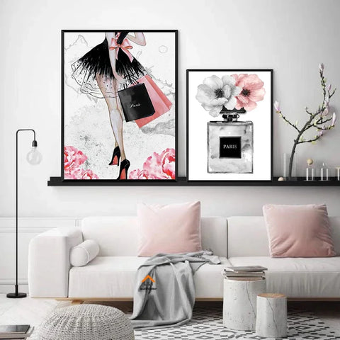 Nordic Pink Beauty Salon Poster Prints Fashion Perfume Women Wall Art Canvas Paintings for Modern Living Room Girl Bedroom Decor