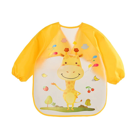 0-3 Years Baby EVA Waterproof Anti-dirty Bib Long Sleeve Strap Coat Dirt Proof Soft Feeding Bib Cute Cartoon Pattern Burp Cloths