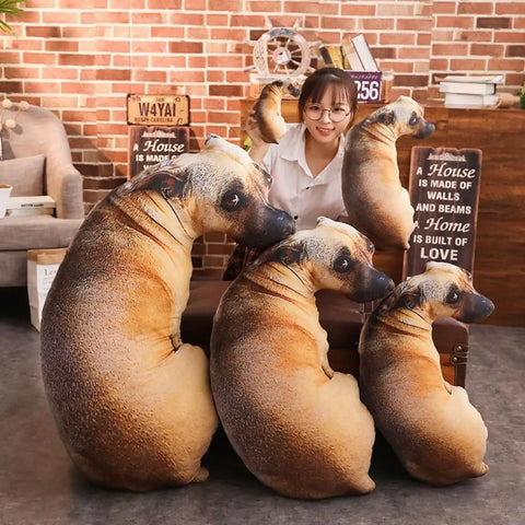 Soft Lifelike Animal Throw Pillow Hound Plush Creative Cushion 3D Dog Pillow Office