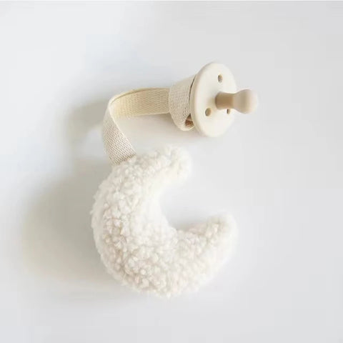 Baby Pacifier Clip Sherpa Star Moon Infant Newborn Pacifier Chain Silicone Nipple Soother Dummy Holder BPA Free Baby Accessory