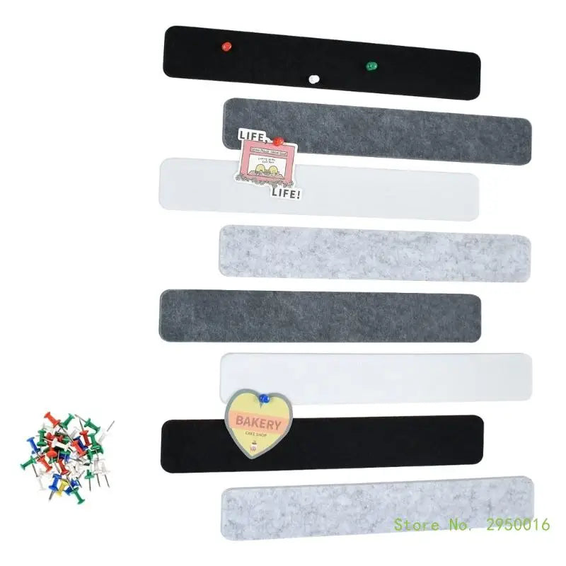 8x Self-Adhesive Bulletin Board Bar Strips Felt Pin Board Bar Strips with 30 Pushpins for Pastes Notes Photos Schedules