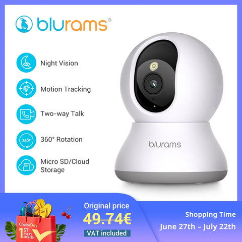 Blurams Baby Monitor Camera 2K HD Home Security Camera with Motion Detection and Two-Way Audio, Easy Setup, Clear Day & Night