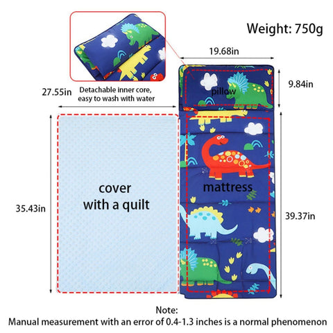 New Toddler Nap Mat With Removable Pillow And Plush Blanket For Ages 1-6 - Roll-Up Design Great For Preschoolers Daycare