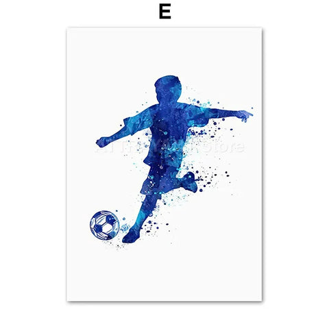 Soccer Player Watercolor Art Posters And Prints Jersey Custom Name Kids Football Canvas Painting Wall Pictures Boys Room Decor