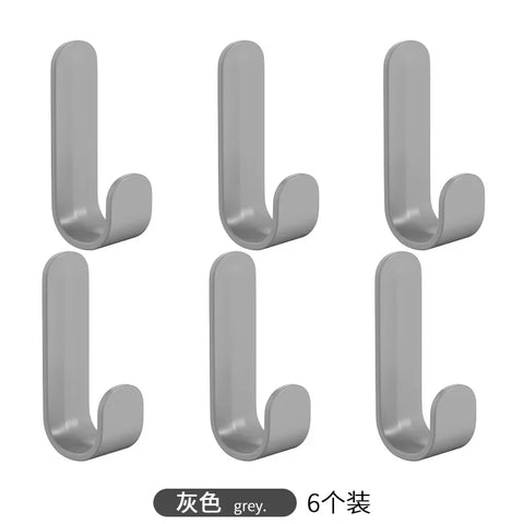 6Pcs Self Adhesive Strong Wall Hooks Towel Hook Door Hanger Key Bag Coat Hook Holder Kitchen Bathroom Accessories Home Organizer