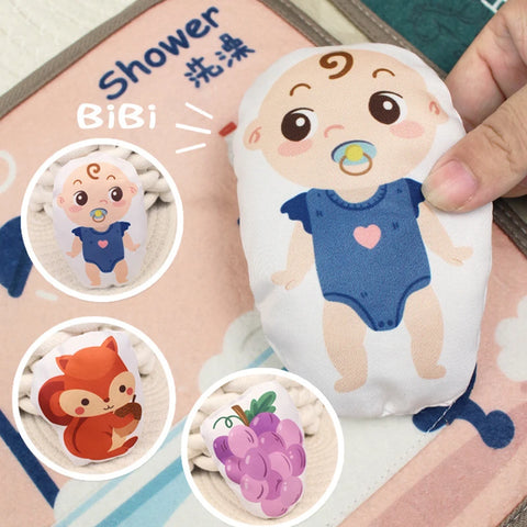 Quiet Book for Toddler Animal Cognitive Fabric Activity Busy Book Montessori Baby Book Toys Cloth Crinkle Books for Babies 6 12M