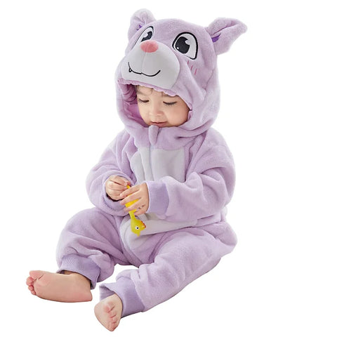 MICHLEY Carniva Baby Rompers Winter Clothes Flannel Hooded Bodysuits Pajamas Animals Overall Jumpsuit For Girls BoysK ids