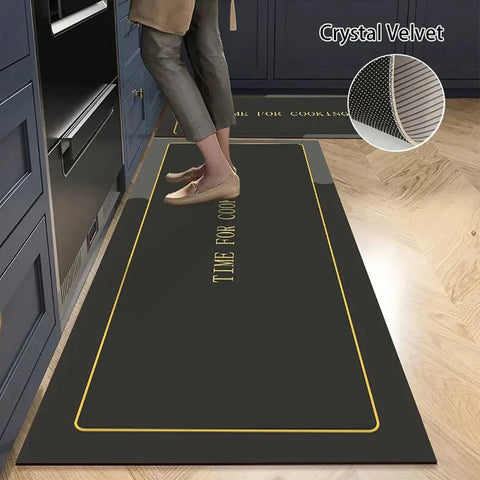 Non-slip Kitchen Mat Long Rugs Crystal Velvet Carpet for Living Room Absorbent Foot Mats Bedroom Doormat Alfombra Small Rugs