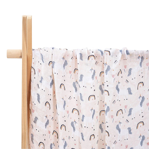 Happyflute 120*110cm Soft Muslin Bamboo Cotton Baby Wrap Animal Pattern Travel Newborn Multi-function Swaddle Sleeping Blanket