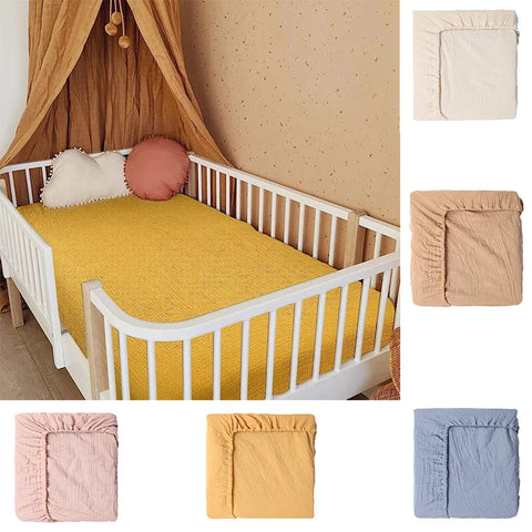 Baby Bed Sheet Baby Bedding Solid Color Baby Fitted Sheets Cotton Crib Mattress Children's Bed Cover For Newborn Baby Bed Sheet