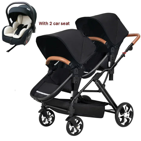 2025 NEW Twin stroller 3in1 with car seat trolley baby carriage Double Baby stroller for two children Foldable Lightweight