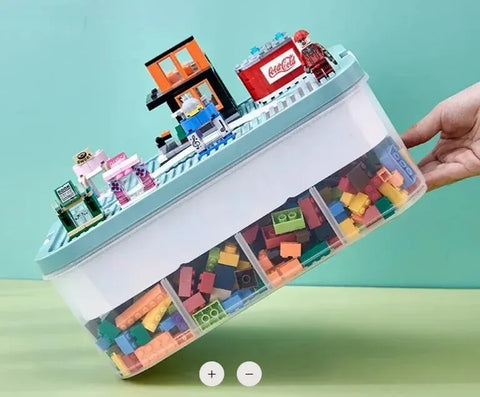 Kids Building Blocks Storage Box Stackable Storage Case Adjustable Sundries Container Cosmetic Box with Handle Toys Organizer