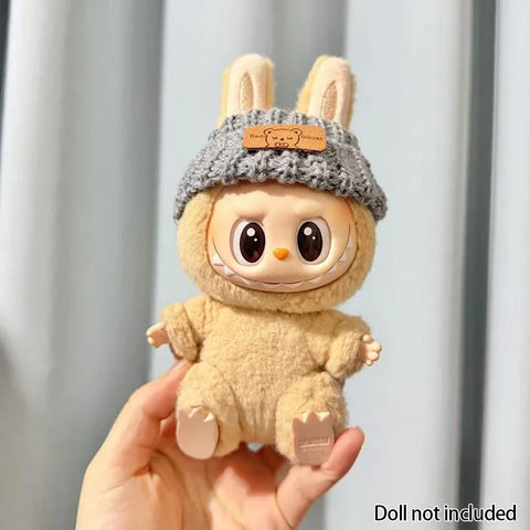 For 15-17 cm v1v2 Labubu Clothes outfit Labubu Sitting Party Bear Label Scarf Hat Bag Dolls Accessories Cute Decoration