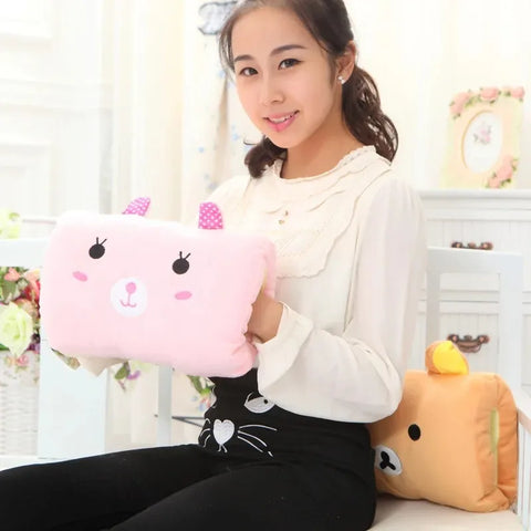 Kids Cute Gift Winter Cartoon Plush Toys Hand Warmer Cartoon Animals Soft Pillow Hand Hold Warm Cushion Gift. Non Electrical