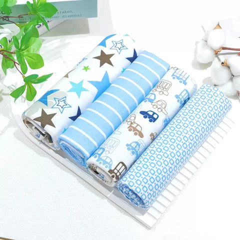 4Pcs/Pack New Color Cotton Flannel Diapers Baby Swaddles Wrap Receiving Bedsheet Print Blankets For Baby Girls Boys 76*76CM