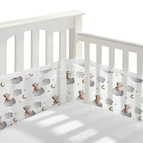 Baby Breathable mesh bed liner fits 4 panel crib sandwich breathable bed around baby fence