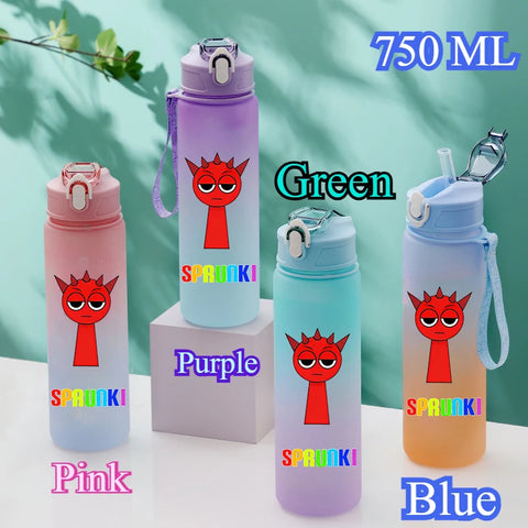 750ML Gradient Color Bottle Sprunki Sprunki Incredibox Sprunki Game Cartoon Drinking Water Cup Kids Birthday Christmas Gift