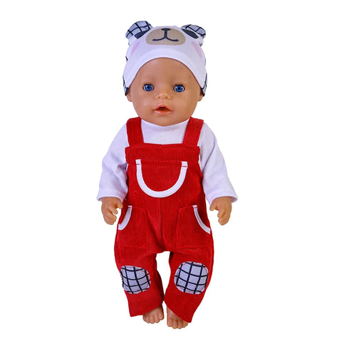 43 cm Doll Outfits for 17Inch Dolls Baby Born Doll Cute Jumpers Rompers Suit+Shoes Warm Clothes on A Doll Baby Christmas Gift