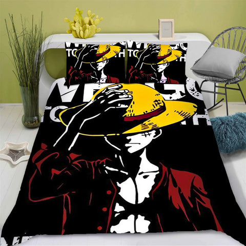 One Piece Anime Duvet Cover Set Comforte Printed Cartoon Twin Size Bedding Sets Christmas Gifts 3-piece Set Home Decor