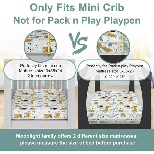 3" Mini Crib Mattress, 38"*24" High-Density Foam Mattress Only fits Mini Crib, Odorless&Steady, Giraffe