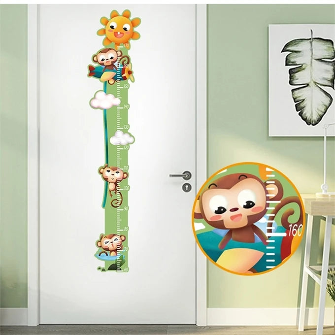 Cartoon Animals Height Measure Wall Sticker Unicorn Dinosaur Wallpaper For Kids Room Nursery Child Growth Ruler Growth Chart